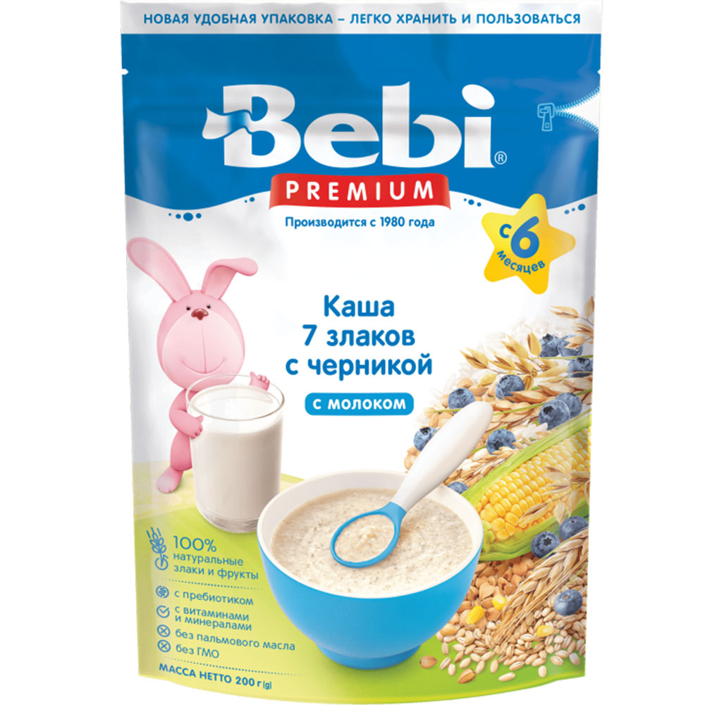 Baby Milk Porridge, Blueberry & 7 Grains | 6 Months +, Bebi Premium, 200 g/0.44lb