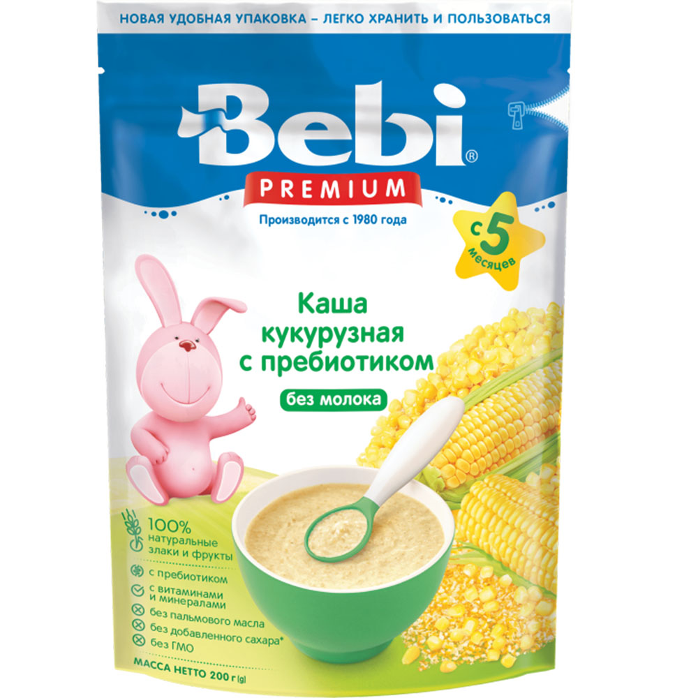 Corn Baby Porridge Prebiotic-Enriched Milk-Free | 5+ Months, Bebi Premium, 200 g/ 0.44lb