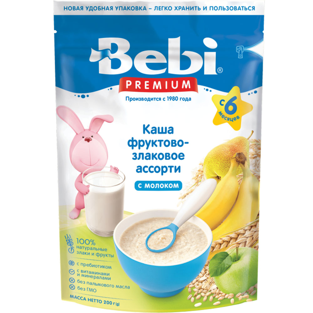 Baby Porridge Cereal & Milk with Fruits | 6 + Months, Premium Bebi, 200 g/ 0.44lb