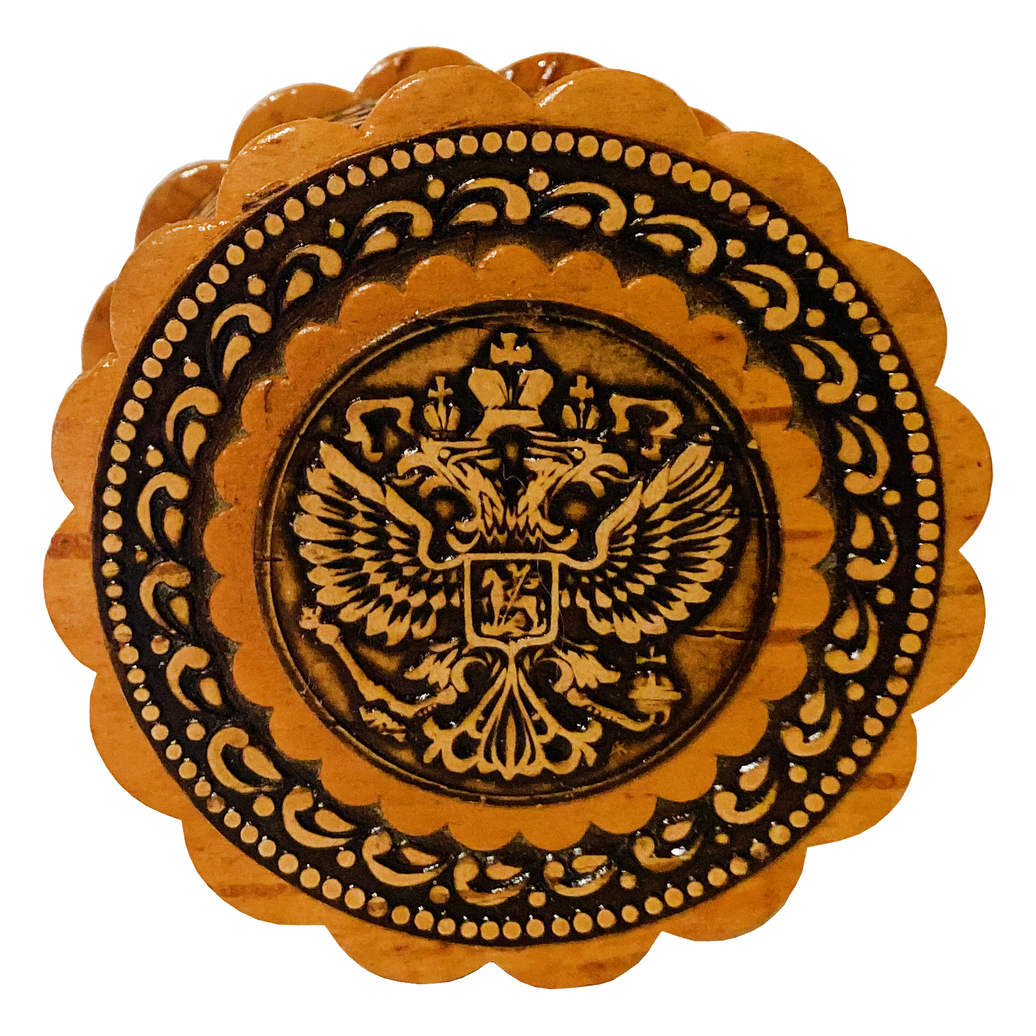 Birch Bark Jewelry Box Coat of Arms of Russia ⌀2