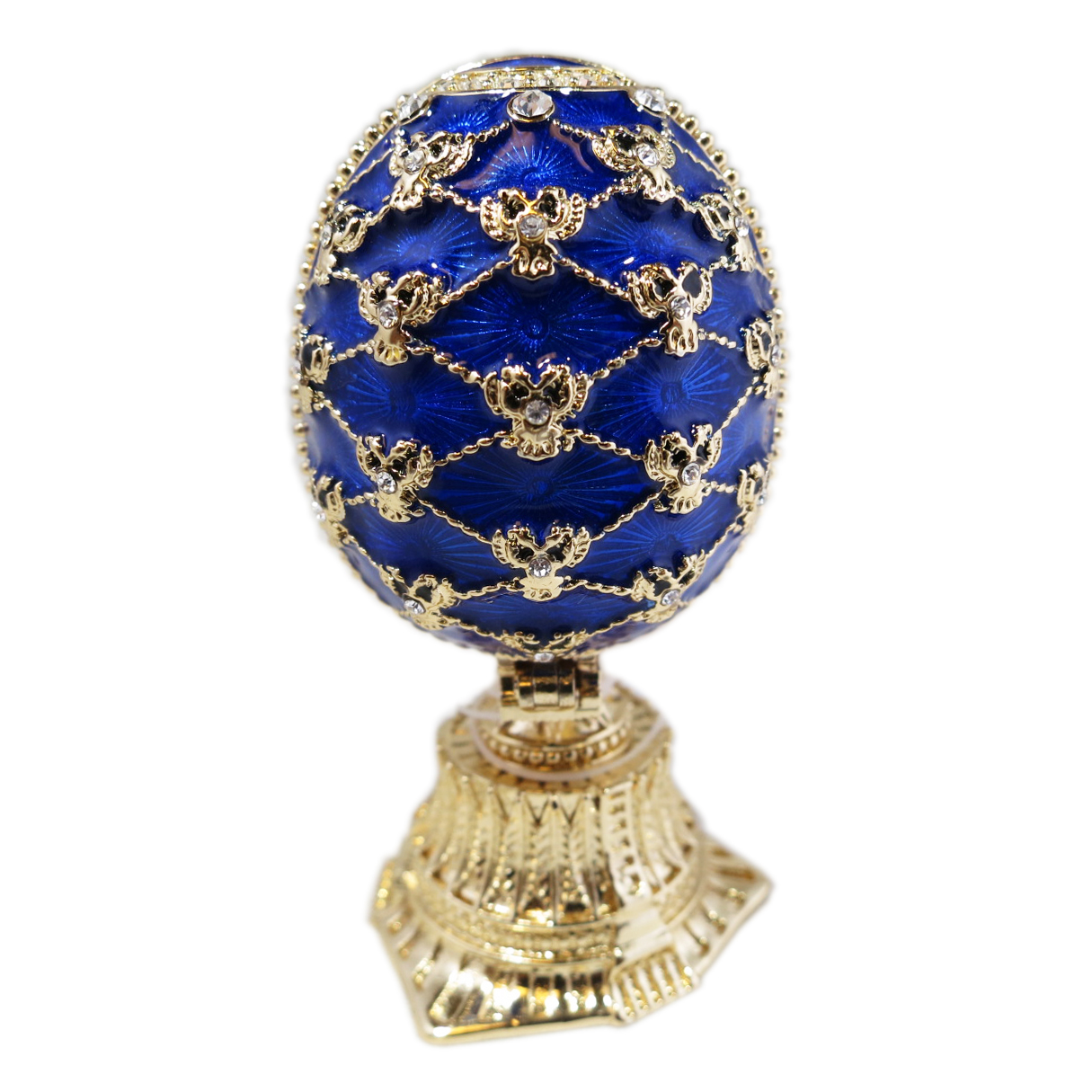 Easter Gift Russian Style Easter Egg with a Miniature of The Church of the Savior on Spilled Blood BLUE, 2.5