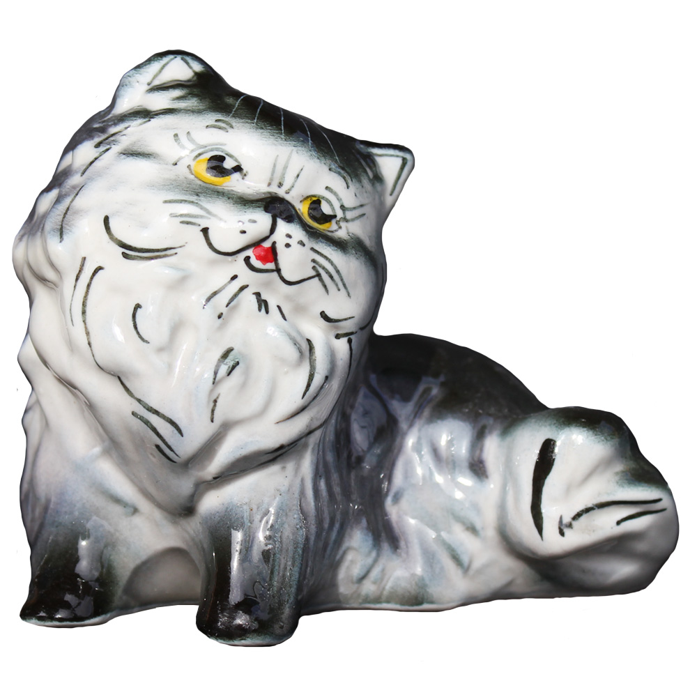 Ceramic Collectible Figure Gray Cat 8cm/ 3.15''