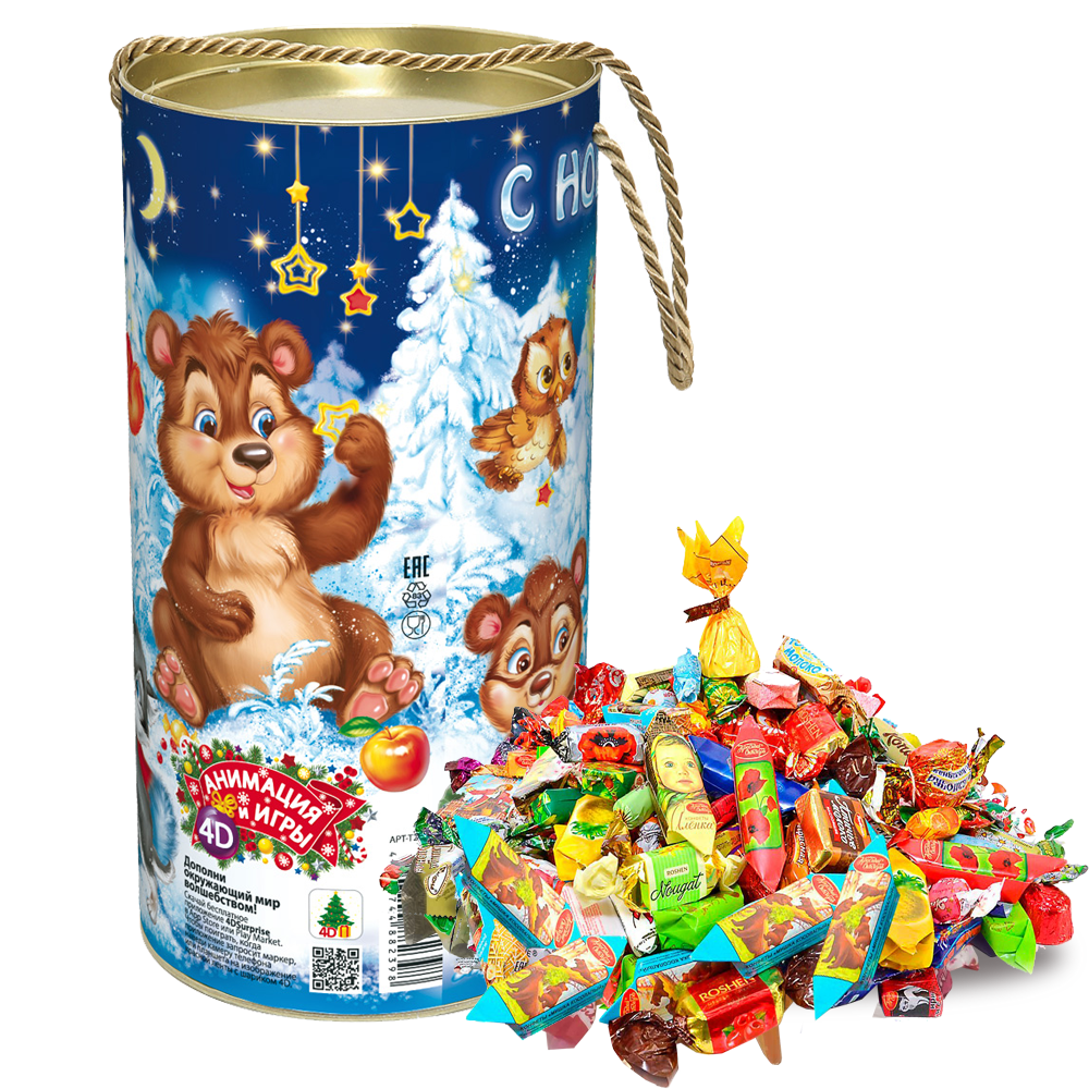 Sweet Christmas Gift Russian Candy, Tube, 0.9 kg/ 2 lbs