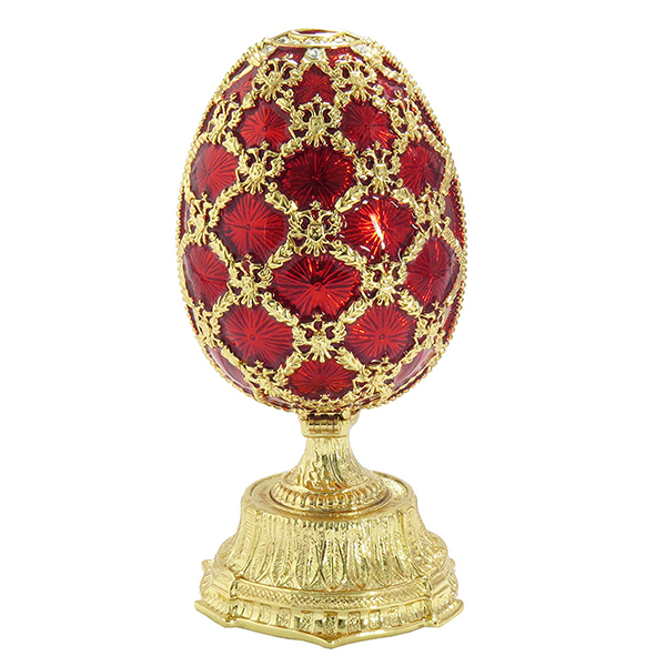  Russian Style Easter Egg with a Miniature of The Church of the Savior on Spilled Blood RED, 2.5