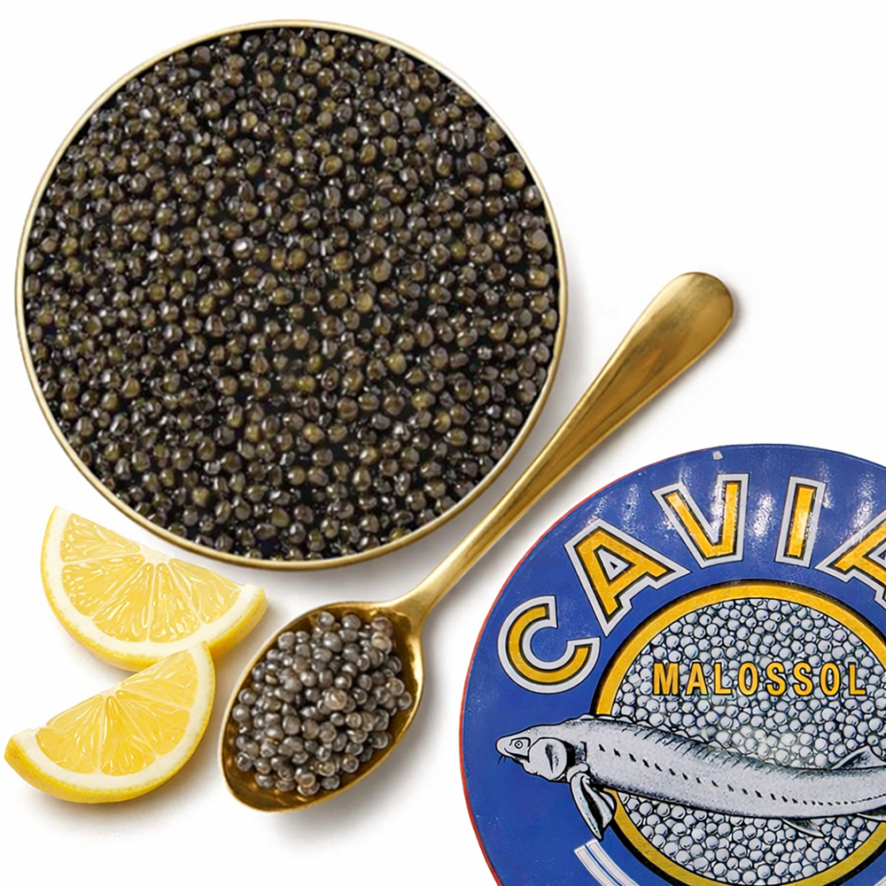 Osetra Sturgeon Black Caviar Set, 2 x 125 g + FREE Tsar's Reserve Red Caviar 200 g