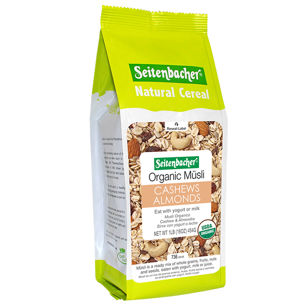 Muesli Cereal #21 Organic Cashew Almonds, SEITENBACHER, 454g/ 1lb 