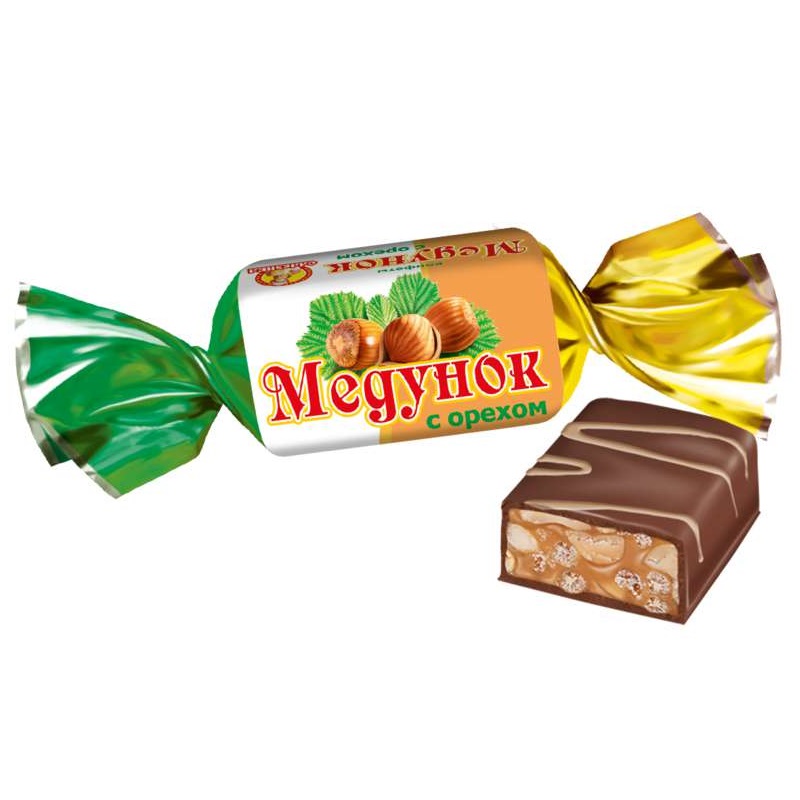 Chocolate Candies with Nuts, Medunok, Slavyanka, 500 g/ 1.1 lb