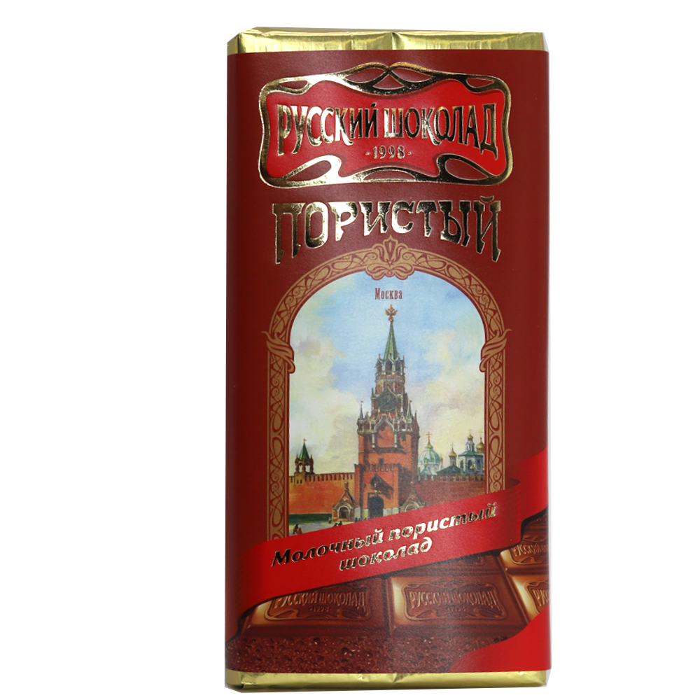 Pack 4 Milk Aerated Russian Chocolate in a Gift Box (Palekh Painting), 90 g x 4 pcs