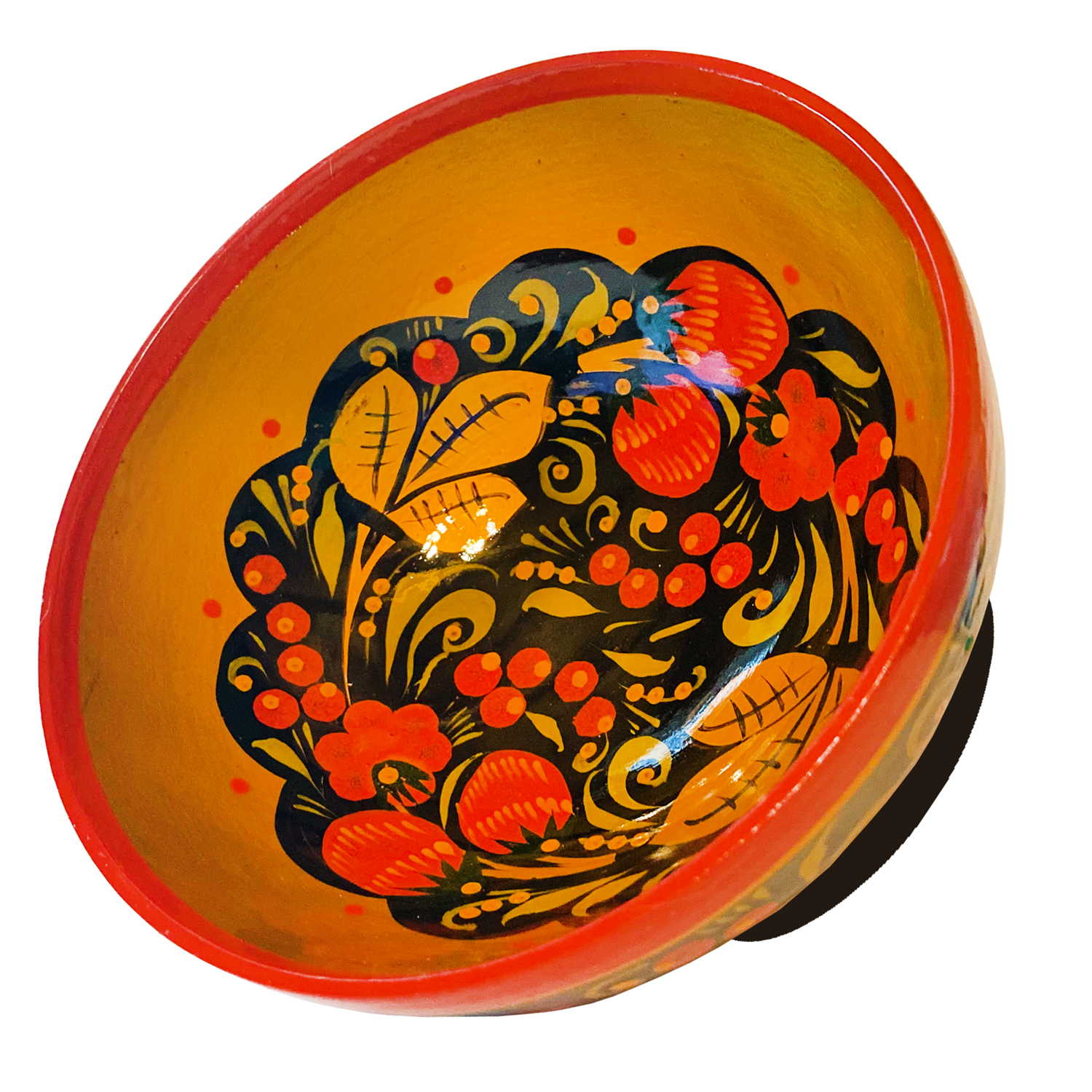 Wooden Decor Bowl, Classik Khokhloma Hand-Painted 5.7