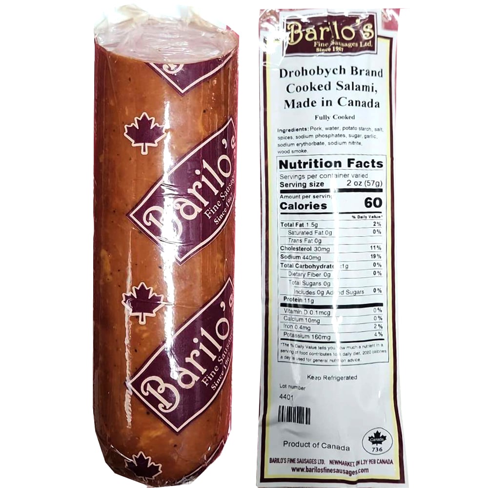Drohobych Brand Cooked Salami (PRE-PR Chunk), Barilo's, approx 1.1lb/ 500g