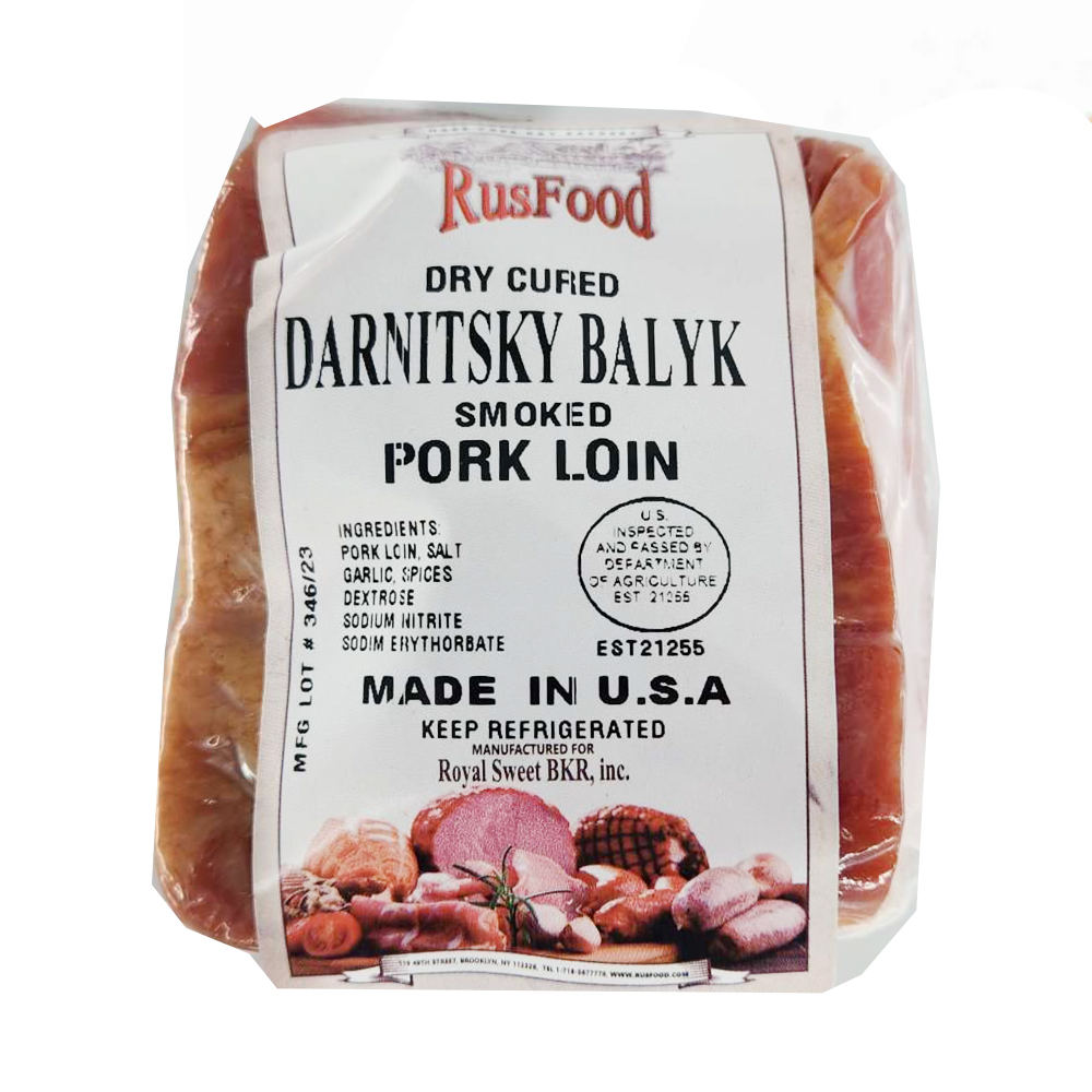 Dry Cured Smoked Pork Balik «Darnitsky», RusFood, 320g/ 11.29oz