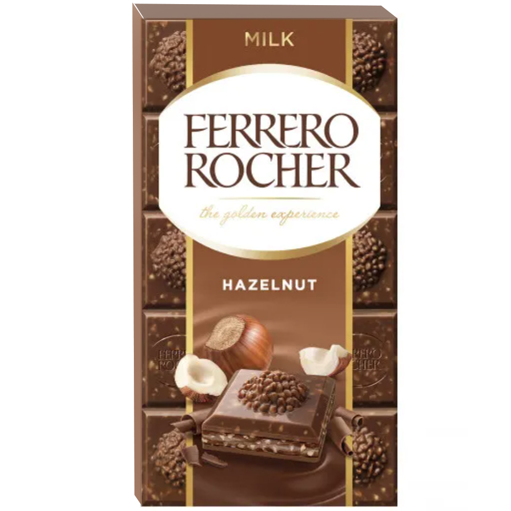 Milk Chocolate with Hazelnuts, Ferrero Rocher, 90 g/ 3.17 oz