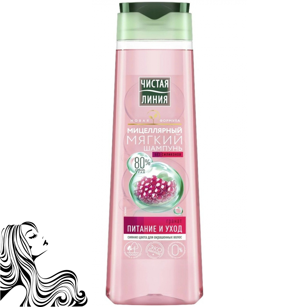 Micellar Soft Shampoo for Colored Hair, Pomegranate, Pure Line, 400 ml/ 13.53 oz