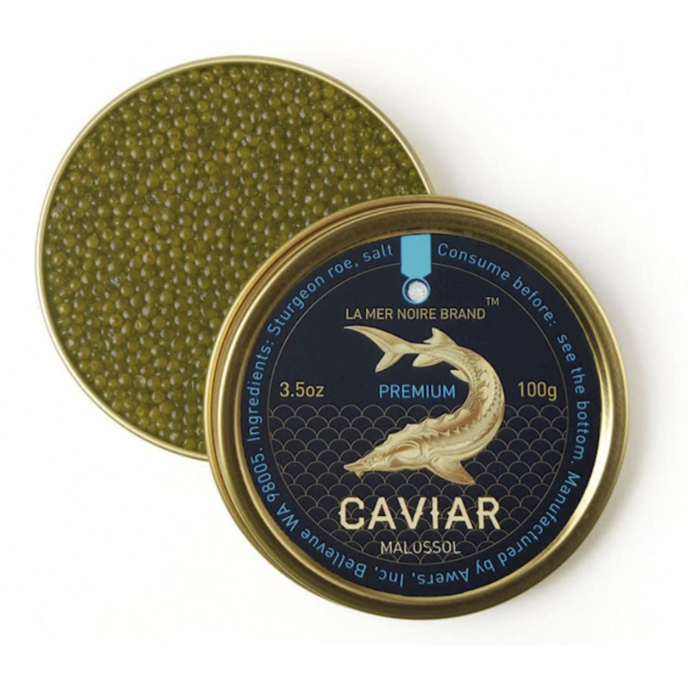 Premium Kaluga Black Caviar La Mer Noire (2 x 100g) + FREE Tsar's Reserve Red Caviar 200g