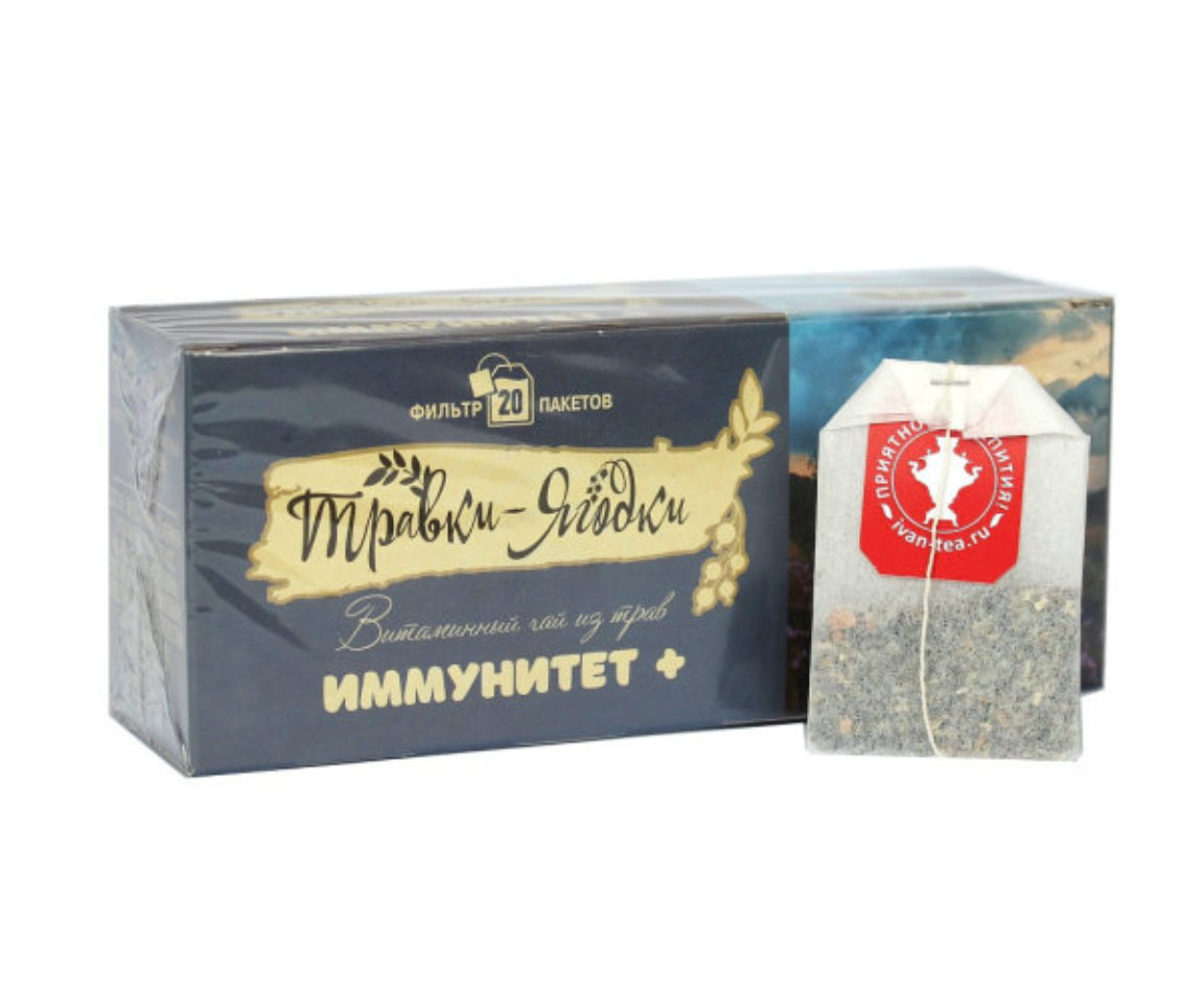 Natural Vitamin Herbal Tea, Immunity+, Travki-Yagodki, 20 bags x 1.5 g