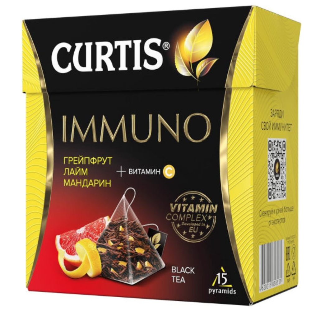 Black Tea Flavored Medium Leaf, Immuno, Curtis, 15 pyramids