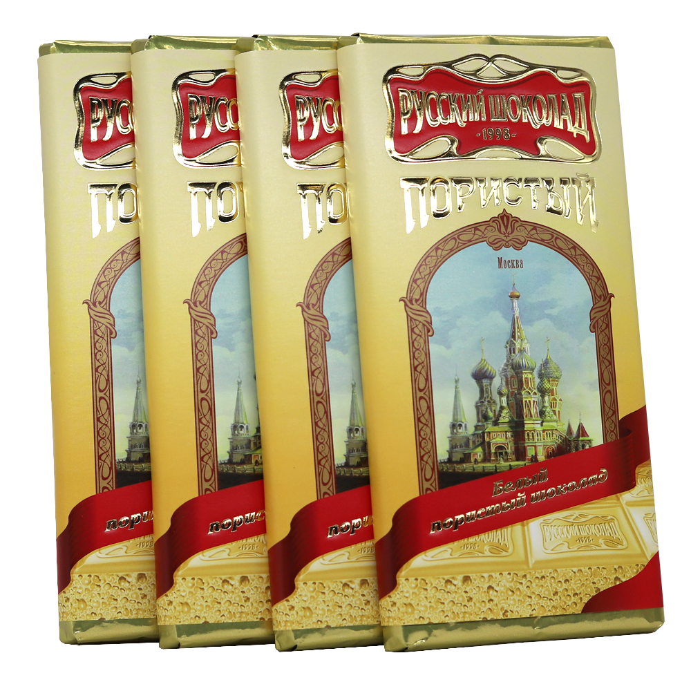 Pack 4 White Aerated Russian Chocolate in a Gift Box (Palekh Painting), 90 g x 4 pcs