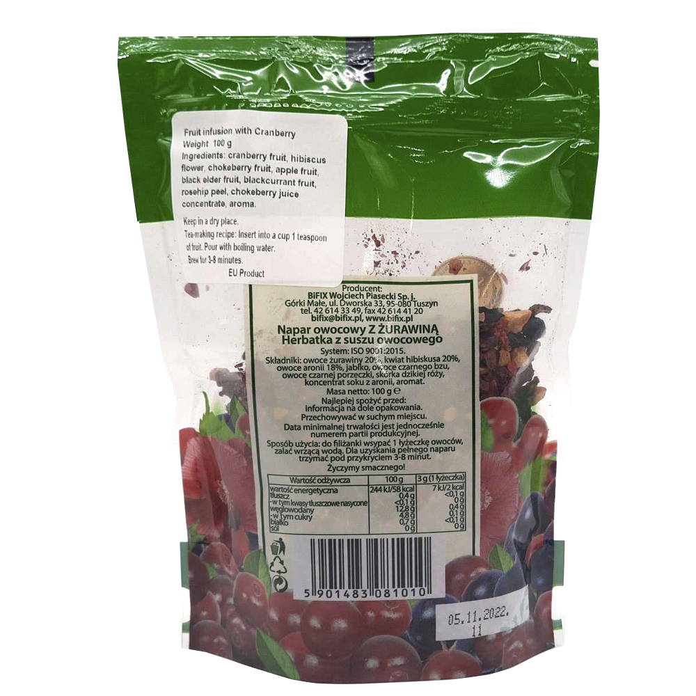 Fruit Infusion with Cranberry, BiFix, 100g/ 0.22 lb