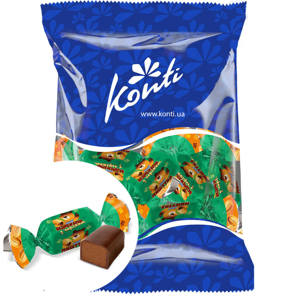 Chocolate Candy Mishutka with Nuts, Konti, 1 kg / 2.2 lb