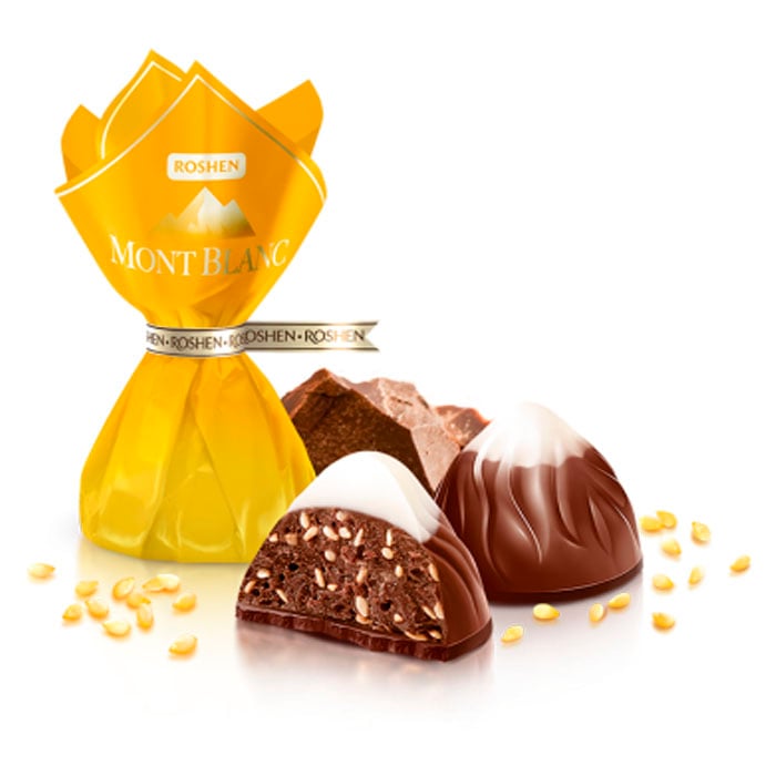Chocolate Candy Chocolate and Sesame, Mont Blanc, Roshen, 0.5 lb/ 226 g