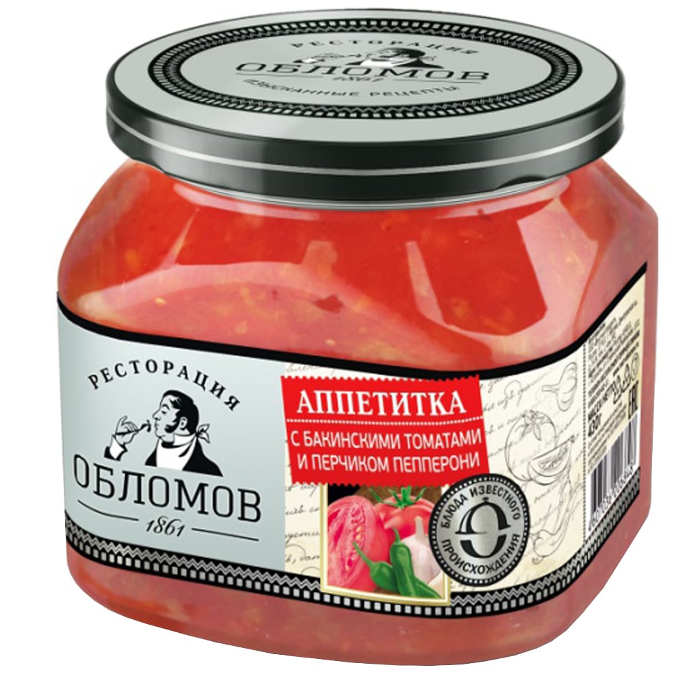 Appetizer Baku Tomatoes & Pepperoni Pepper, Appetitka, Oblomov, 420 g/ 0.93lb