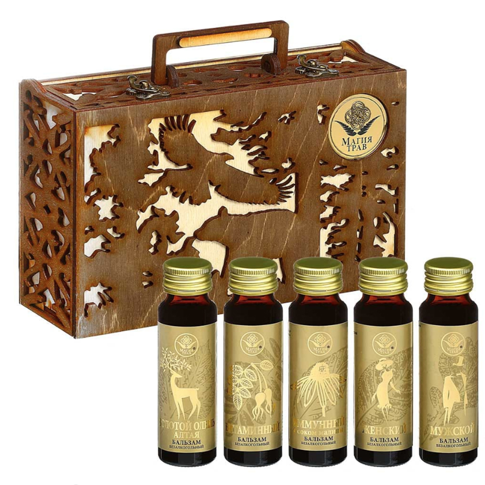 Gift Set 5 Balms in Wooden Case, Magiya Trav, 5x60ml 