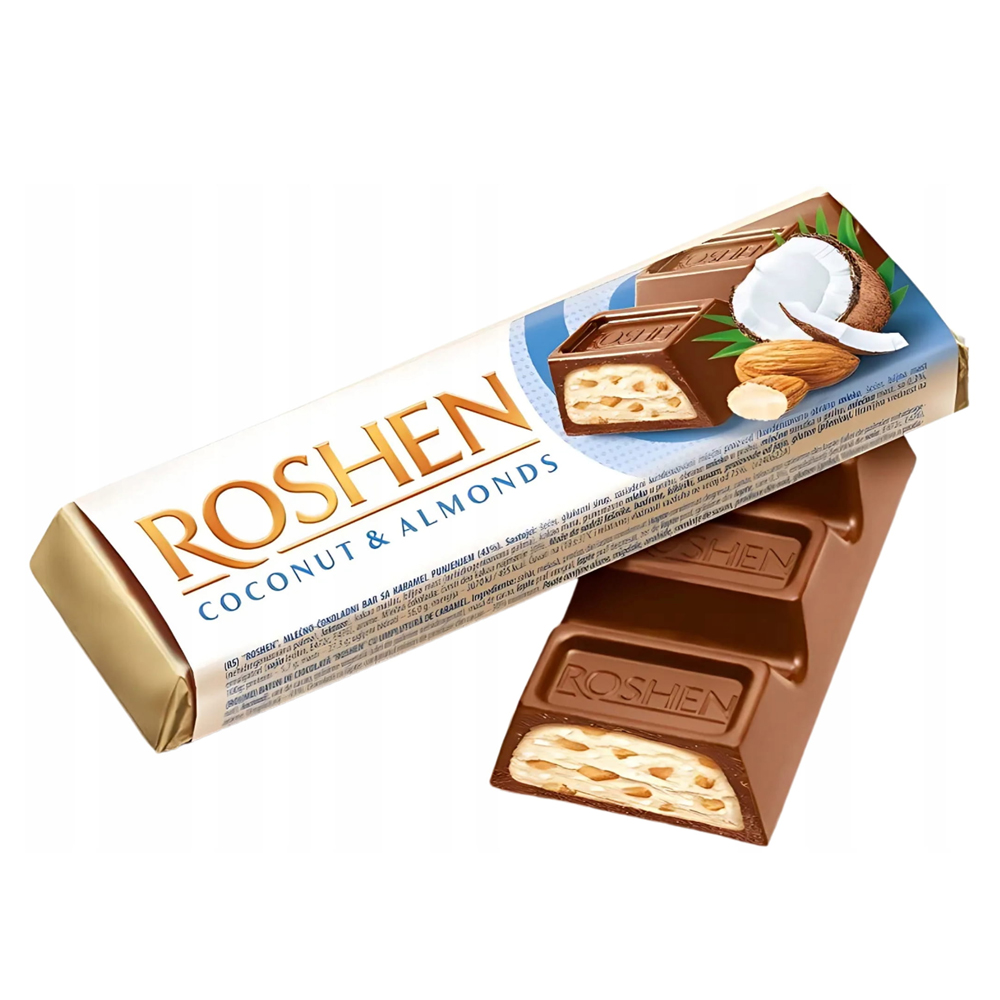 Milk Chocolate Bar with Coconut & Almond, Roshen, 38g/ 1.34oz
