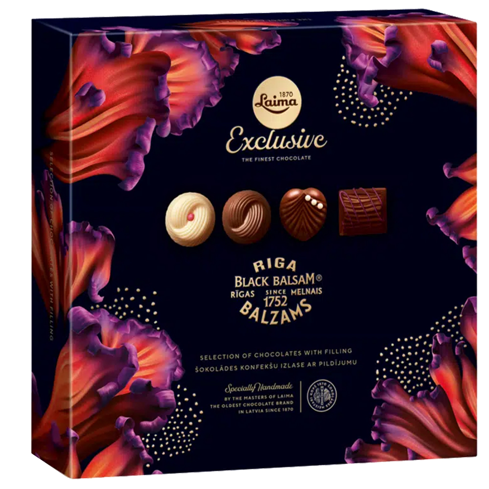 Set of Chocolates with Cream Riga Black Balsam Filling Exclusive, Laima, 189g/ 6.67oz