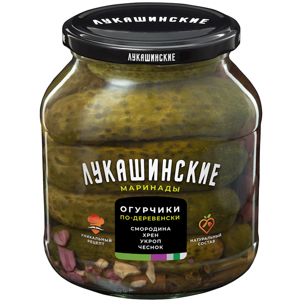 Pickled Cucumbers w/ Horseradish & Black Currant Village Style, 670g/ 23.63oz