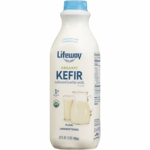 Organic Plain Kefir Lowfat Milk, LifeWay, 946 ml