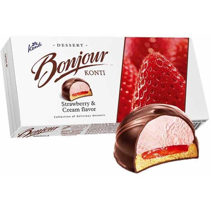 Chocolate Glazed Zefir Strawberry Cream, Bonjour, 232 g