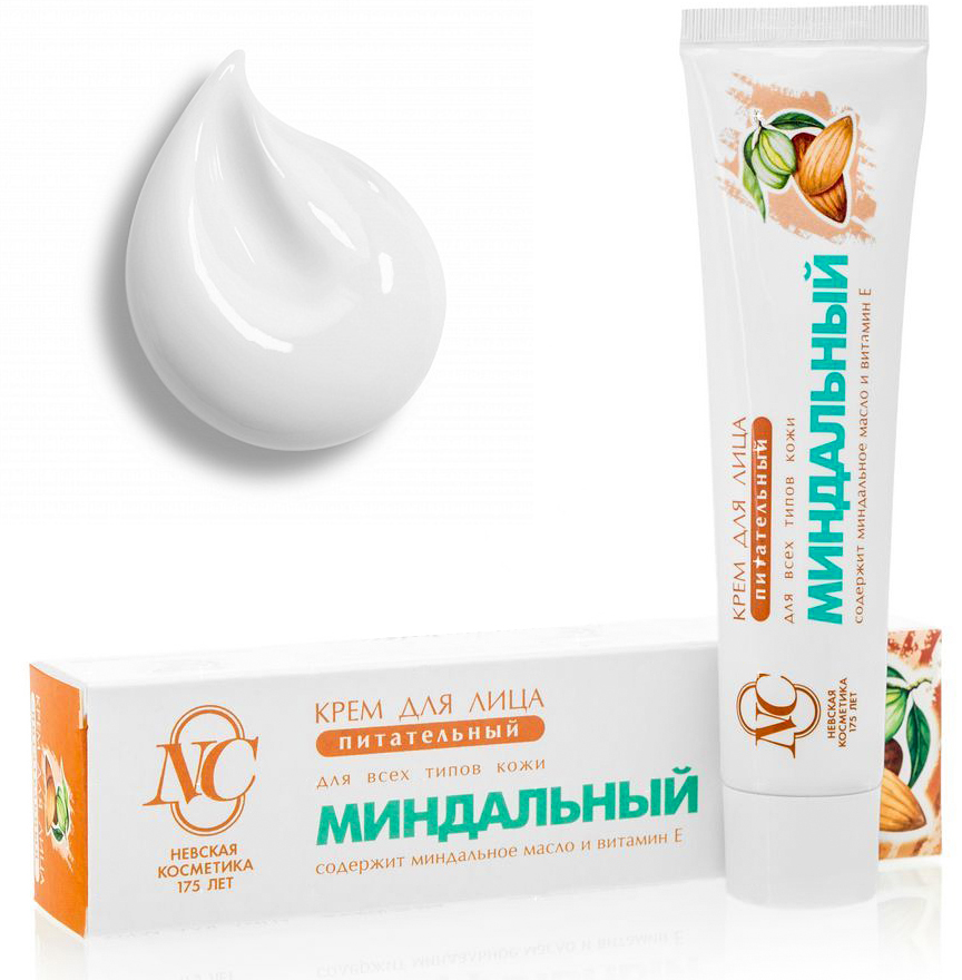 Almond Face Cream, Nutrition and Softening, Neva Cosmetics, 40 ml / 1.35 oz