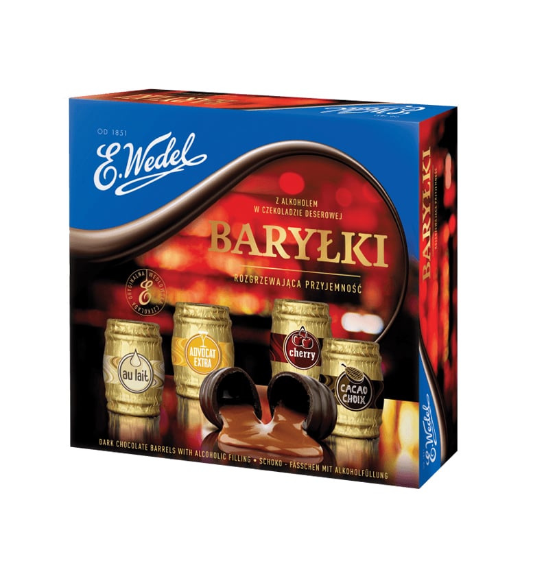 Happy Barrels Chocolate Candies with Alcoholic Fillings, 7.05 oz / 200 g