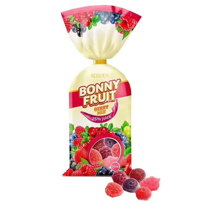 Bonny-Fruit Berry Mix Jelly Candies, 0.44 lb/ 200g