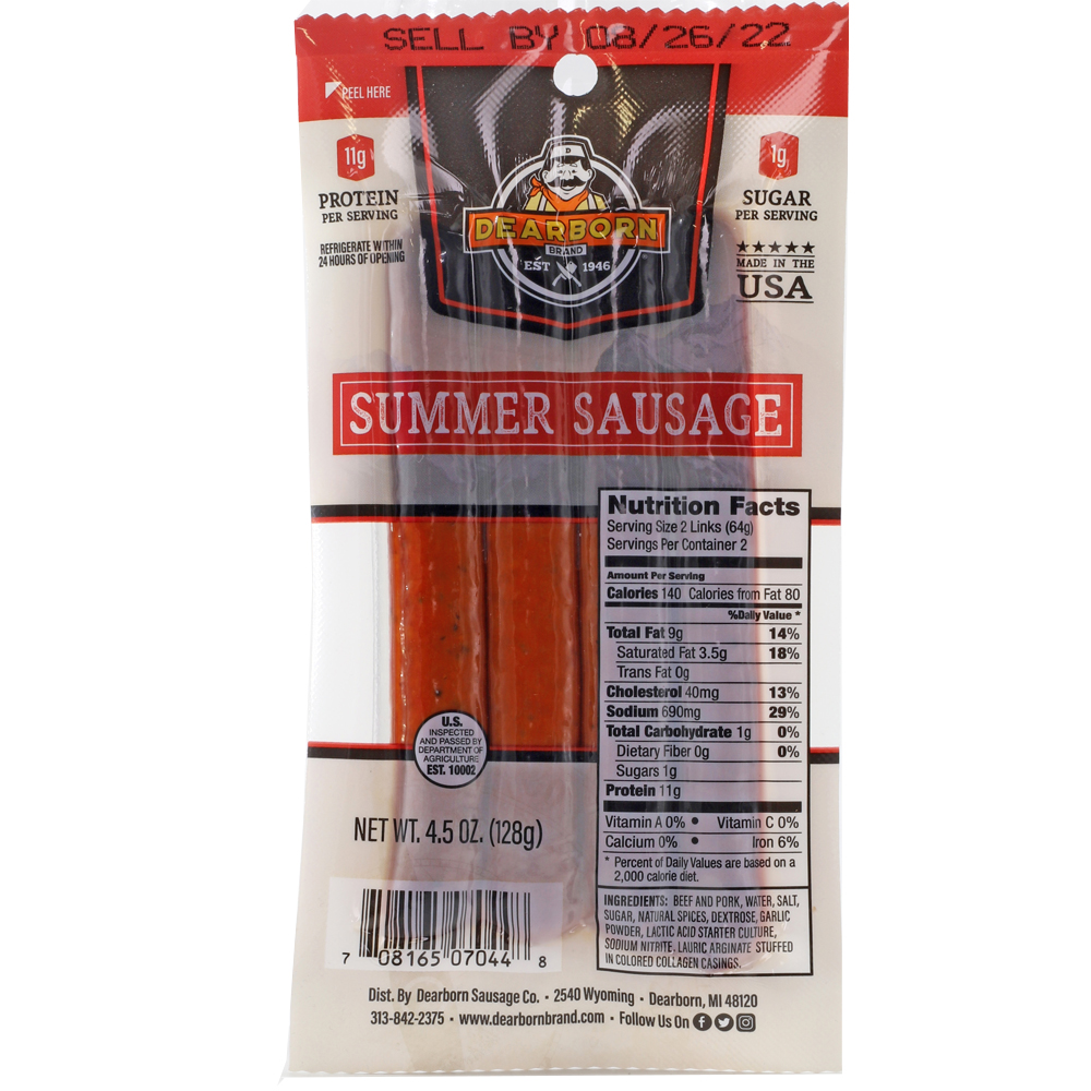 Summer Sausages, DEARBORN, 128g/ 4.5 oz 