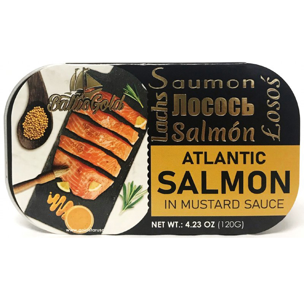 Atlantic Salmon In Mustard Sauce, Baltic Gold, 120g/ 4.23oz