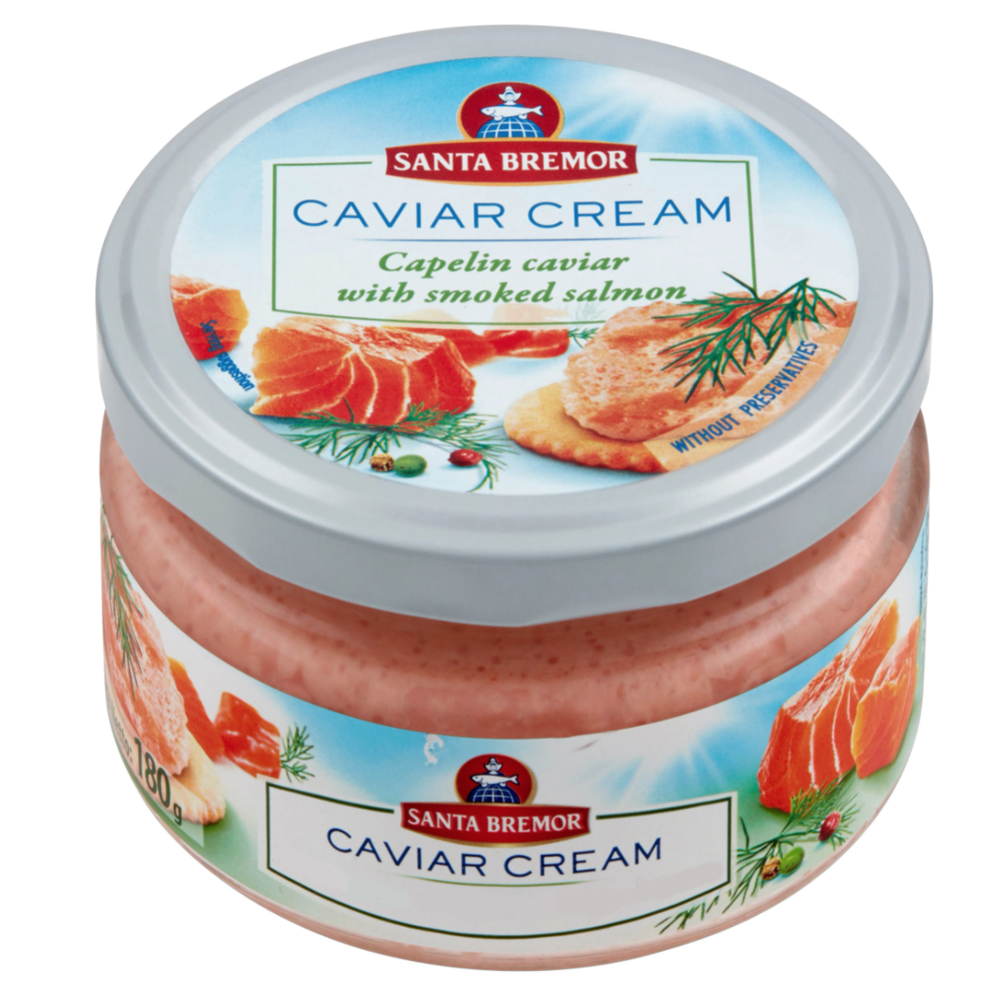 Capelin Caviar Cream with Smoked Salmon, Santa Bremor, 6.35 oz / 180 g