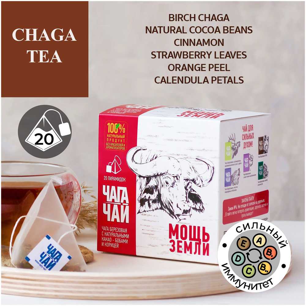 Chaga Tea with Cocoa Beans & Cinnamon 