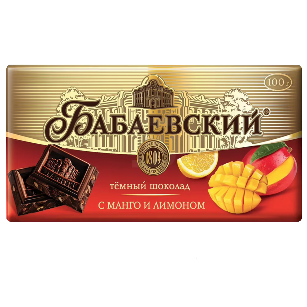Dark Chocolate with Mango and Lemon, Babaevsky, 100g/ 0.22lb