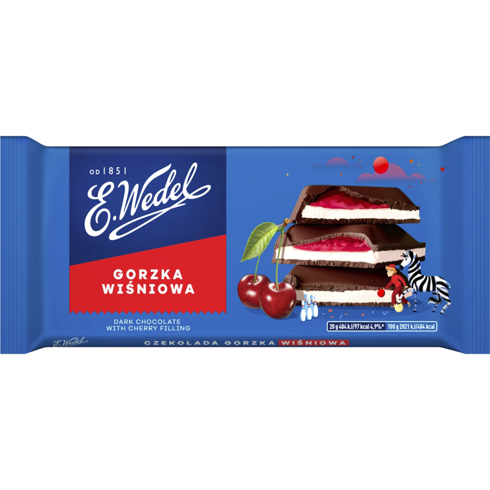 Dark Chocolate with Cherry Filling, E. Wedel, 100 g