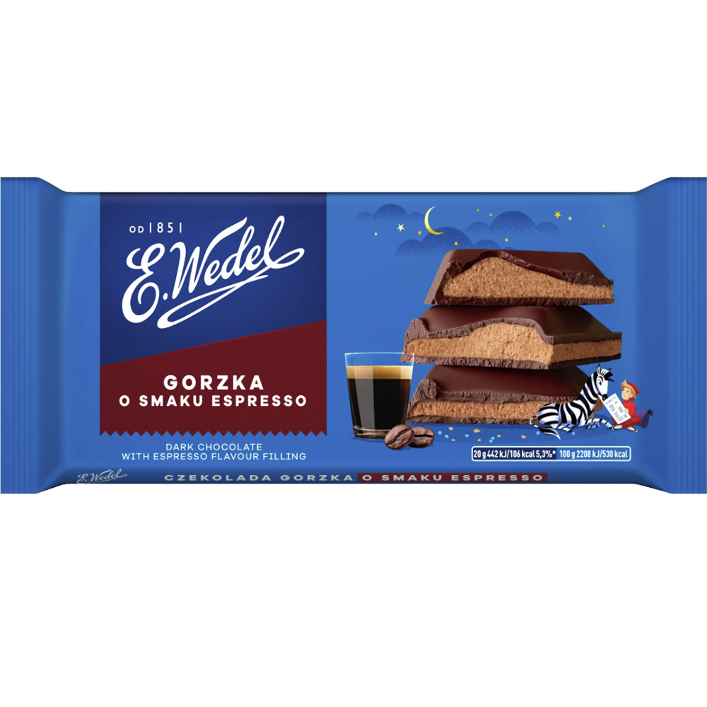Dark Chocolate with Espresso Filling, E. Wedel, 100 g