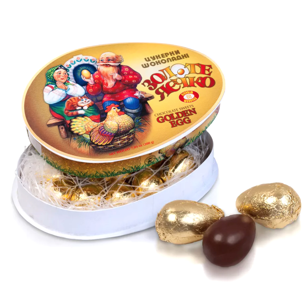 Chocolate Candies with Fondant Filling, Golden Egg, 200g/ 0.44 lb