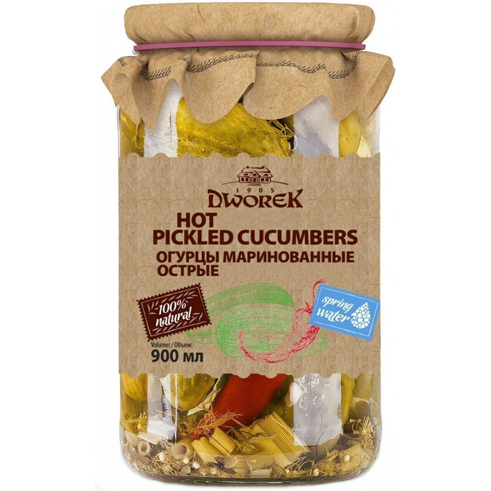 Pickled Cucumbers with Hot Pepper, Dworek, 900ml/ 30.43 fl oz