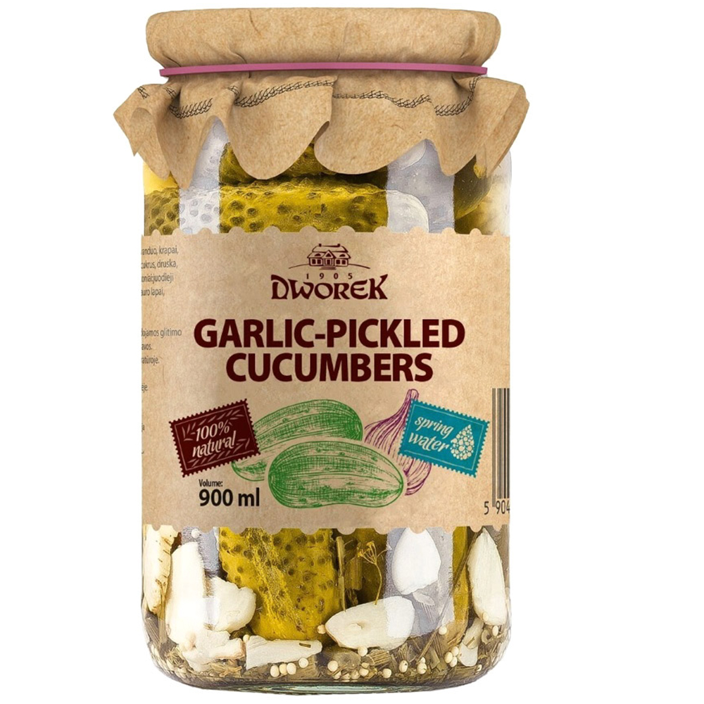Pickled Cucumbers with Garlic, Dworek, 900ml/ 30.43 fl oz