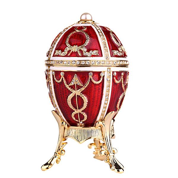 Easter Gift Russian Style Easter Egg Jewelry Box with Arrows RED, 2.5
