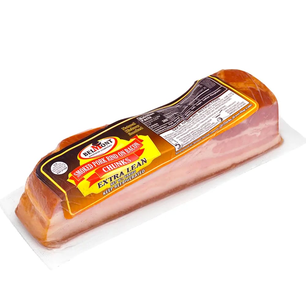 Smoked Pork Rind On Bacon Chunks Extra Lean, Belmont, 272g/ 9.59oz
