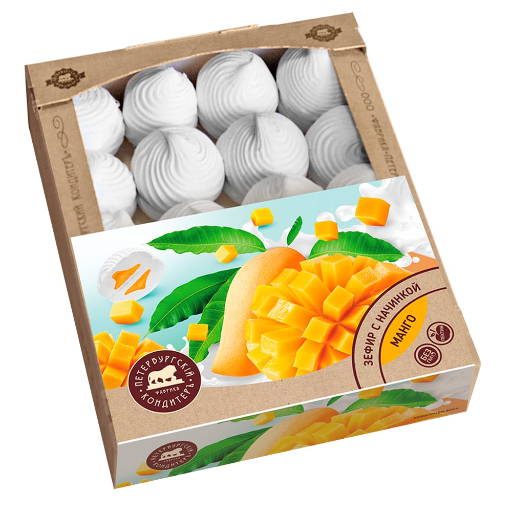 Marshmallow Zefir Mango Filling, LARGE BOX, St. Petersburg Pastry Chef, 1 kg / 2.2 lb