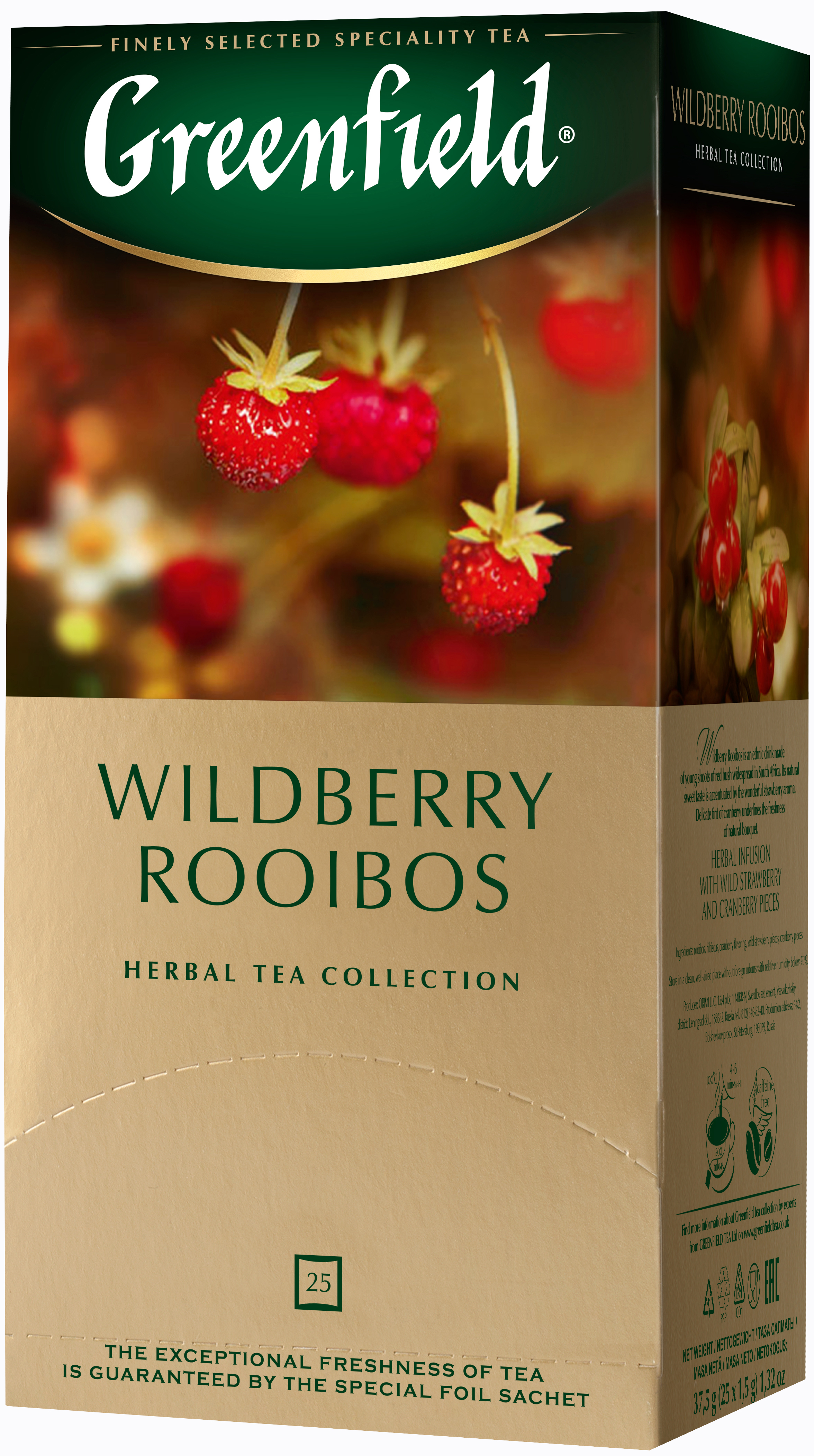Greenfield Wildberry Rooibos Herbal Tea, 25 tea bags