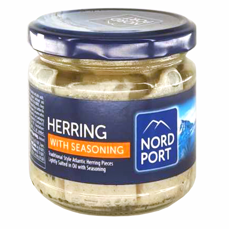 Traditional Salted Herring Pieces-Fillet with Seasoning, Nord Port, 290g/ 10.23oz