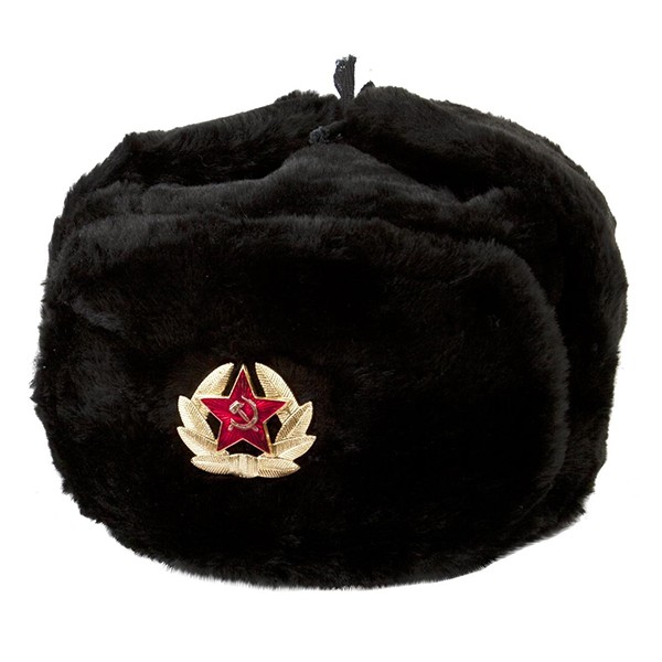 Ushanka, size 64/XXL. Russian Military Hat with Soviet Army Soldier Insignia, Black